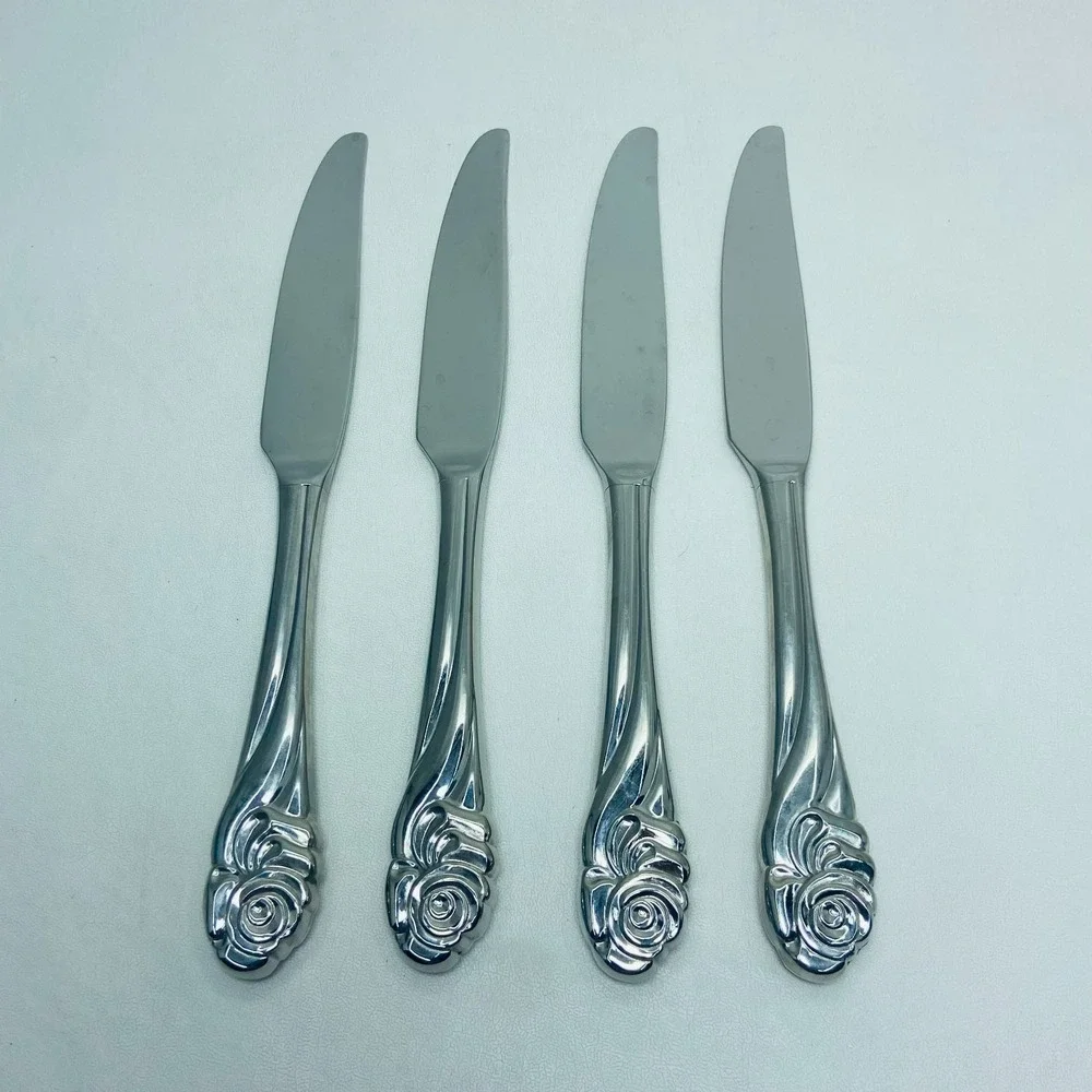 Yamazaki Ribbon Rose Replacement Stainless Glossy Butter Knife Set of 4 Flatware